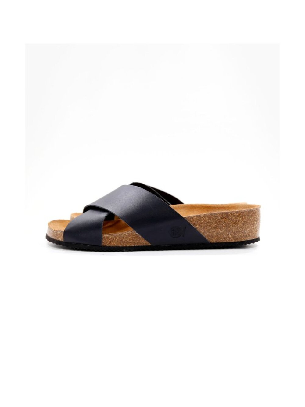 Bio Bio Elle Black Leather Flat Footbed Sandals - Women's 9